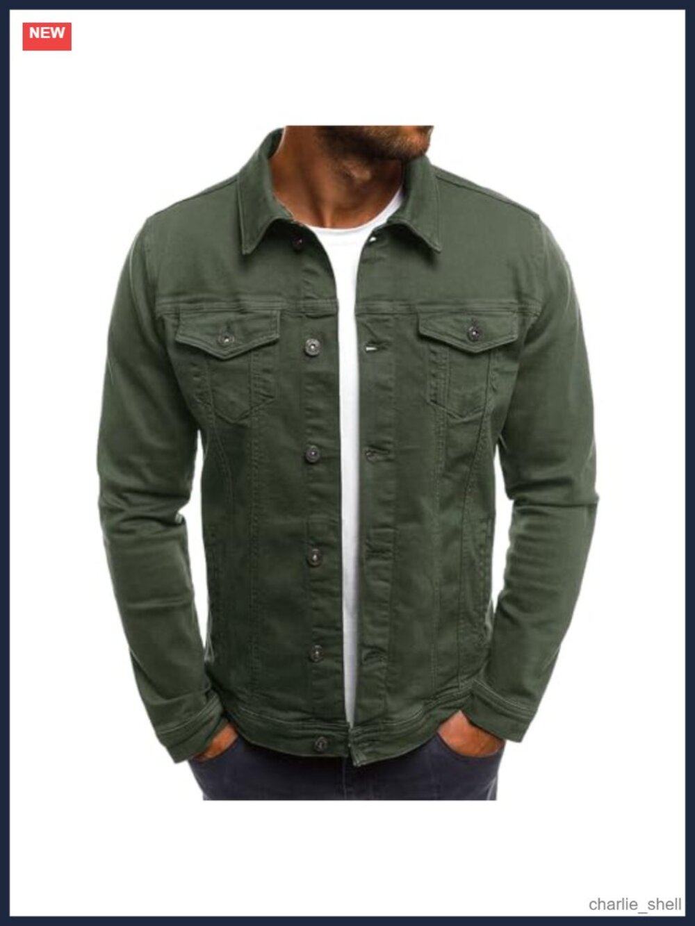 Men's Classic Denim Jacket Slim Fit Cotton Blend Jean Coat